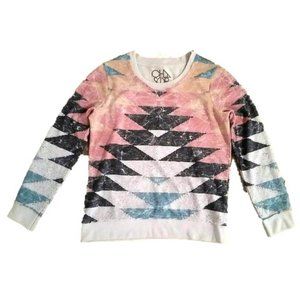 CHASER LA Interior Fleece PRINT Sweatshirt SWEATER Top ( S )